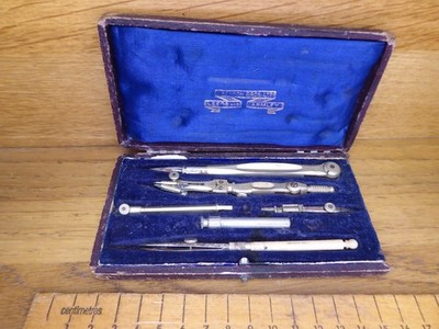 Antikes Jackson Bros Zeichenset / Geometrie-Set. Gehäuse Jackson Bros Kompass-Set