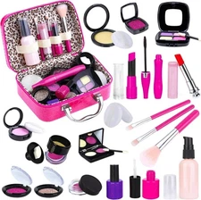 Tepsmigo Kids Makeup Kit, Pretend Play Toy Set for Girls Ages 3+ with Bag