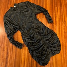 Hunter Bell Black Dress Ruched Long Sleeve Mock Neck Formal New York RTR Size 0