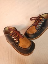 Vintage Baby Stride Rite Blue /Tan LEATHER MOCCASINS SIZE 6 1/2 D