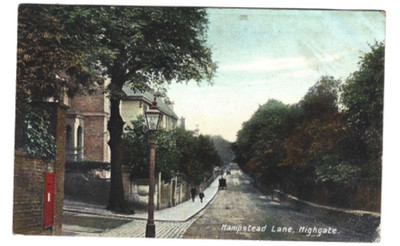 Gedruckte Postkarte von Hampstead Lane Highgate London guter Zustand verschickt