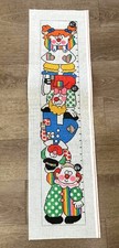 Hand Painted Needlepoint Canvas "Colorful Clowns Growth Chart" New
