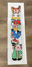 Hand Painted Needlepoint Canvas "Colorful Clowns Growth Chart" New