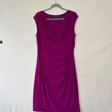 Ralph Lauren Sheath Dress Womens 14 Pink Cowl Neck Knee Length Slimming Stretchy