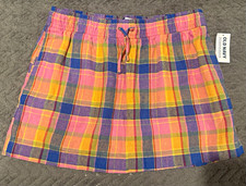 Old Navy Girls Plaid A-Line Skirt Multicolor Drawstring Elastic Waist 10-12