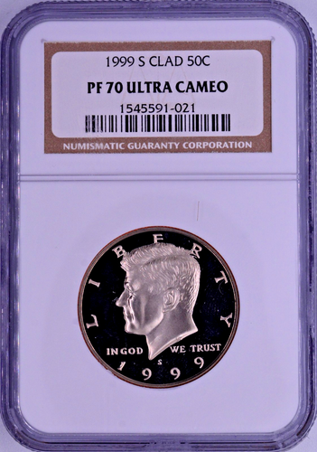 NGC PF-70 ULTRA CAMEO! 1999-S CLAD PROOF KENNEDY HALF