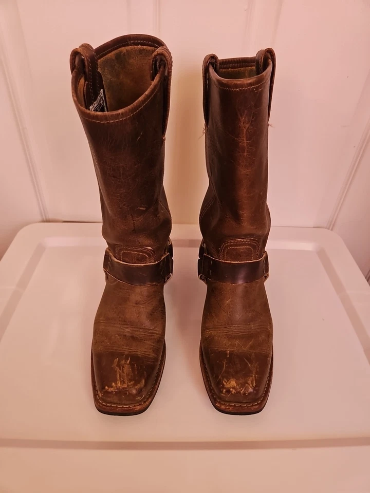 Botas Arnés Frye 12R 6.5 M Cuero Marrón Hechas en EE. UU. Envejecidas  Foto 2 de 4