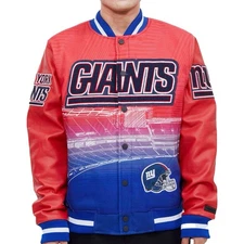 Pro Standard NFL New York Giants Remix Varsity Jacket in red and blue wool blend