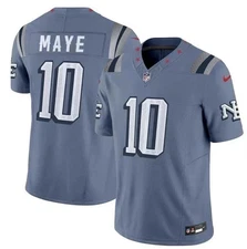 Men's Drake Maye Storm Blue All Stitched Jersey