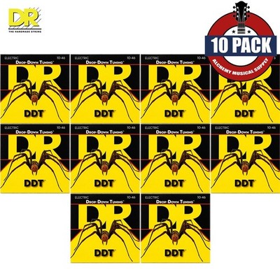 10-PACK DR DDT-10 Drop-Down Tuning Nickel Plated Electric Guitar Strings 10-46