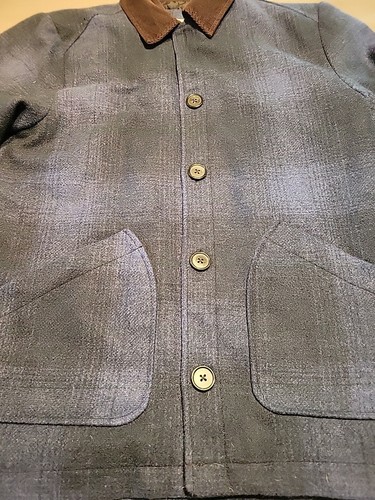 St. John's Bay Mens Sz SM Blue Tartan Plaid Chore Coat Quilted Jacket Wool Blend - Picture 8 of 14