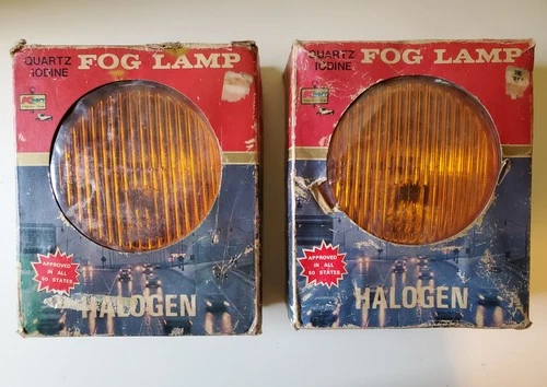 Vintage New Old Stock Pair Quartz Halogen Fog Lamps RARE ROUND AMBER LENSE KMart - product listing photo