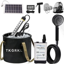 Portable Shower with Heater 5Gallon Foldable Bucket 6000mAh Rechargeable