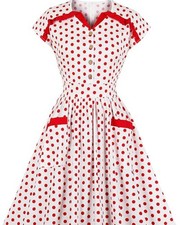 Retro 50's Swing Dress Women's Small Polka Dot Pinup Rockabilly Costume EUC