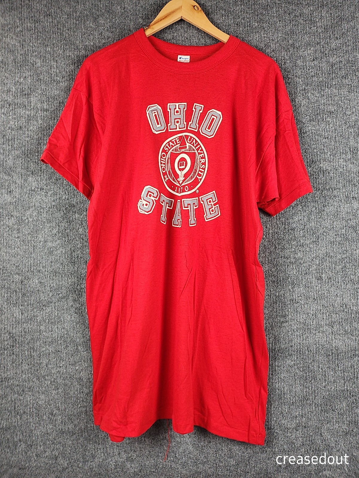 Vintage 80s Champion Ohio State University T Shirt Adult 2XL XXL Red Made In USA
