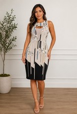 Ladies Next Cut-Out Geometric Floral Midi Dress with Lace Detail Size 12 BNWT