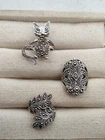 Lot of 3 Vintage Sterling Silver Rings Bands with Marcasites