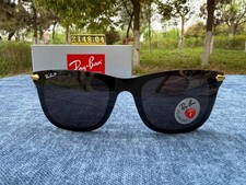 Ray-Ban RB2148 Sunglasses Black Gold Frame 52mm Polarized Black Lens