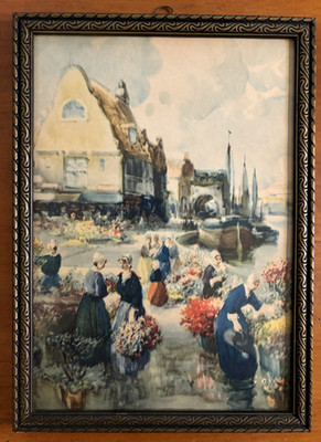 Vtg Francis William Van Vreeland ''Flowers of Holland'' Litho Print Wood Framed