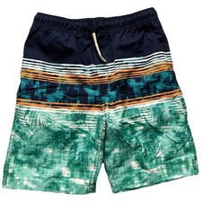 NWOT Lands End Summer Swim Trunks Blue Green Size Medium 10/12 