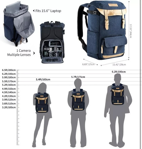 K&F Concept Large Capacity Camera Bag DSLR Backpack for Photographers Waterproof - Picture 6 of 6