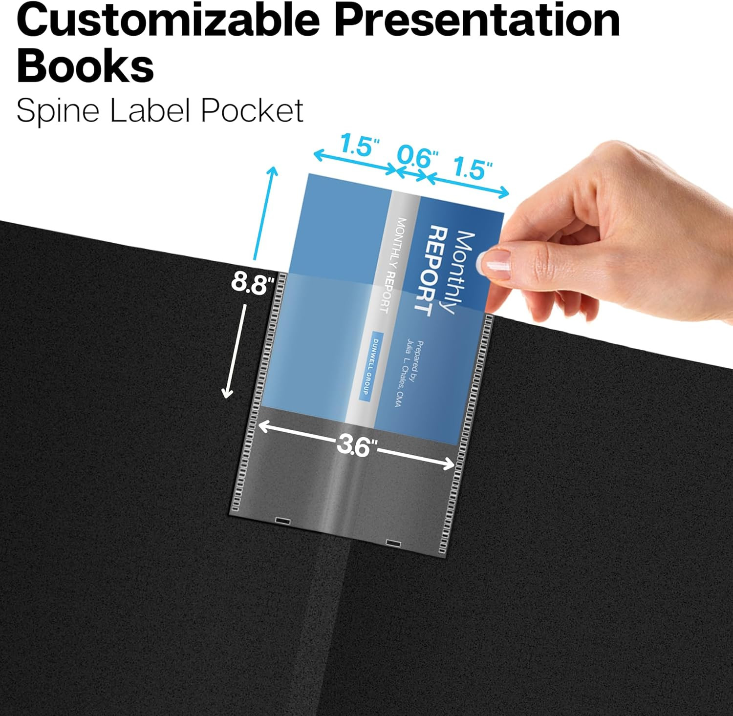 Dunwell 11X14 Portfolio Binder (Black, Horizontal), Presentation Book with 24 Po