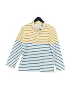 Joules Damen Pullover M weiß gestreift Baumwolle mit Elasthan hochgeschlossen Pulli