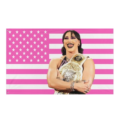 Rhea Ripley Pink American Flag Tapestry   Wall Art 34.5'' X 56''