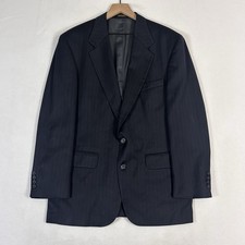 Oscar de la Renta Mens 42R Navy Striped Wool Blazer Sport Coat Vintage