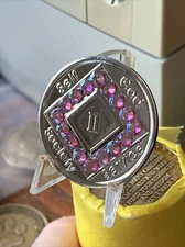 2 Year NA Clean Time Chip Crystal Nickel Plated Medallion 