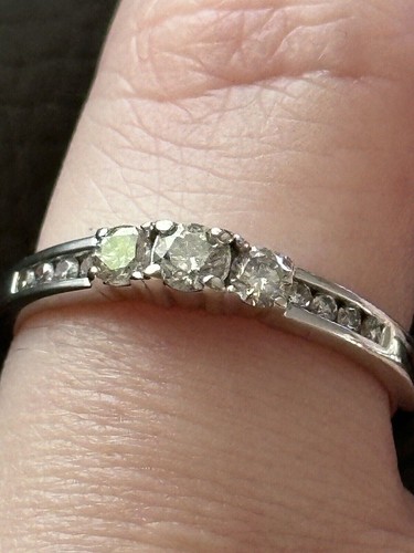 100% Genuine MHJ 10K Solid White Gold 0.45cts Diamonds Eternity Ring Sz.6 L1/2 - Picture 2 of 8