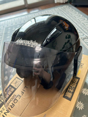 Marushin Kogyo Black Clear Shield Jet Helmet Motorcycle Free Size F/S Japan