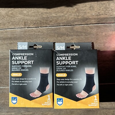 Lot 2-Rite Aid Compression Ankle Support. S/M New Easy Wear Designed For Comfort