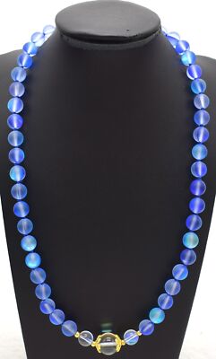 Schöne Natürliche 6/8/10 mm Blau Mondstein Runde Edelstein Perlen Halskette 18 Zoll