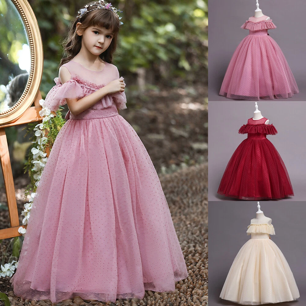 Kids Girls Glitter Ruffle Velvet Dress Wedding Prom Party Birthday Formal  Gown | eBay