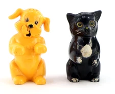 Vtg Kennel Ration Fido Fifi Salt and Pepper Dog Cat Shakers F&F Mold Die Works