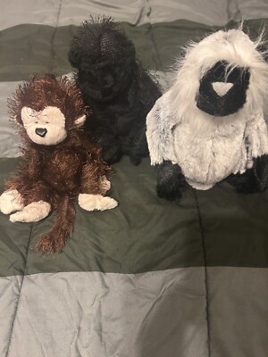 Webkinz Monkey Collection (Lot of 3) Monkey, Gorilla, & Langur Monkey - NO CODE