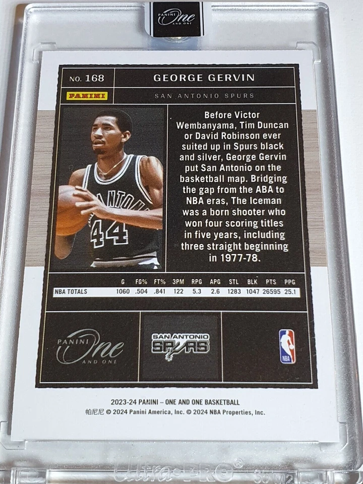Panini One and One George Gervin #168 2023 azul/35 holograma - Panini sellado de fábrica Foto 3 de 3