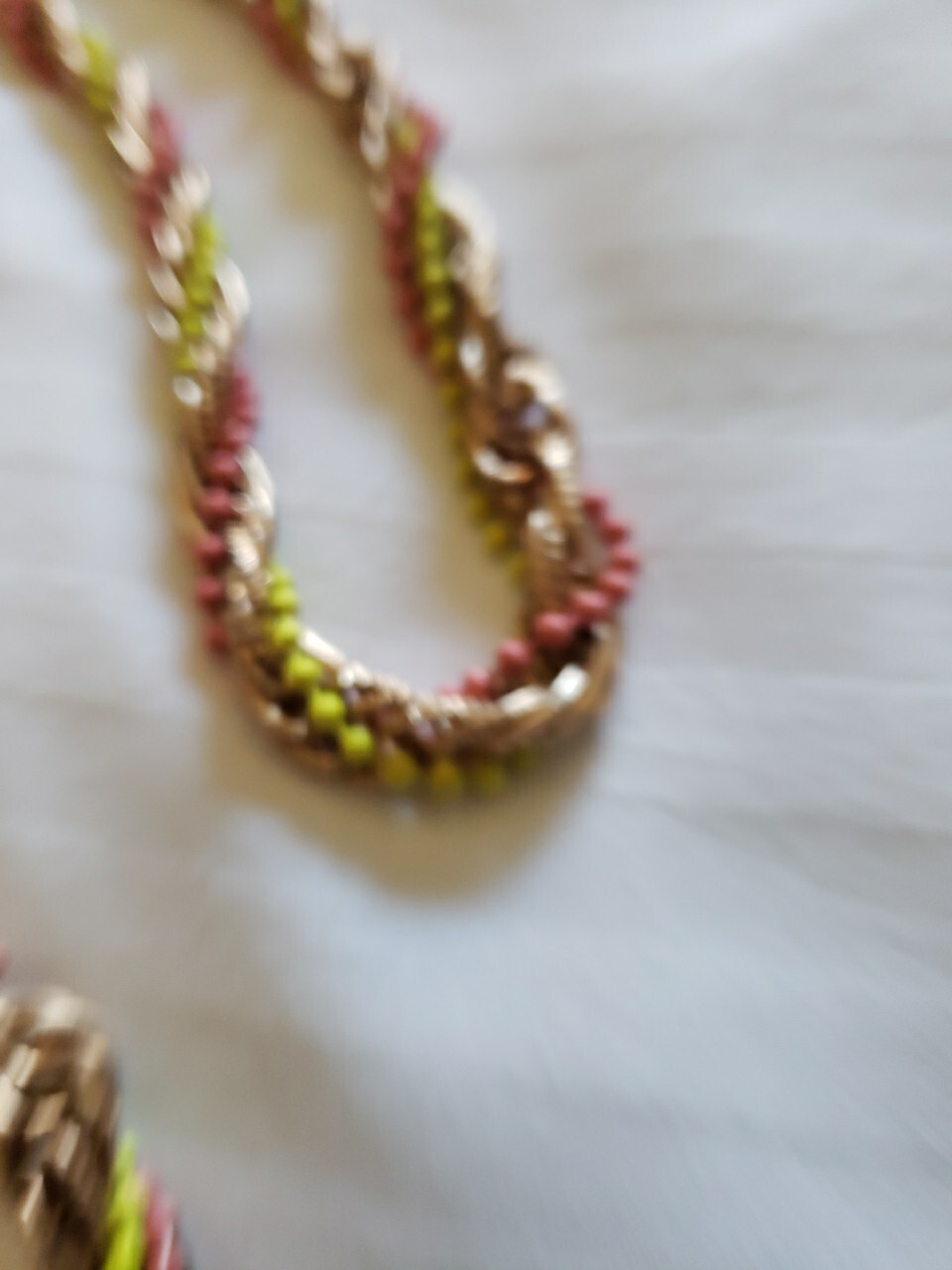 Vintage  Tiny Bead Statement Necklace Long Green … - image 6