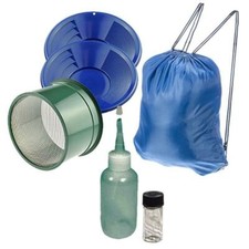 12"  10" Blue Gold Pans Panning Kit with Sniffer  Vial, Small 6" Classifier