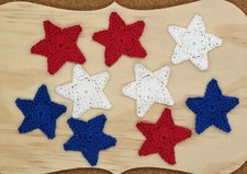 Crochet Independence Day 4th of July Star Applique Embellishment 9 Pcs