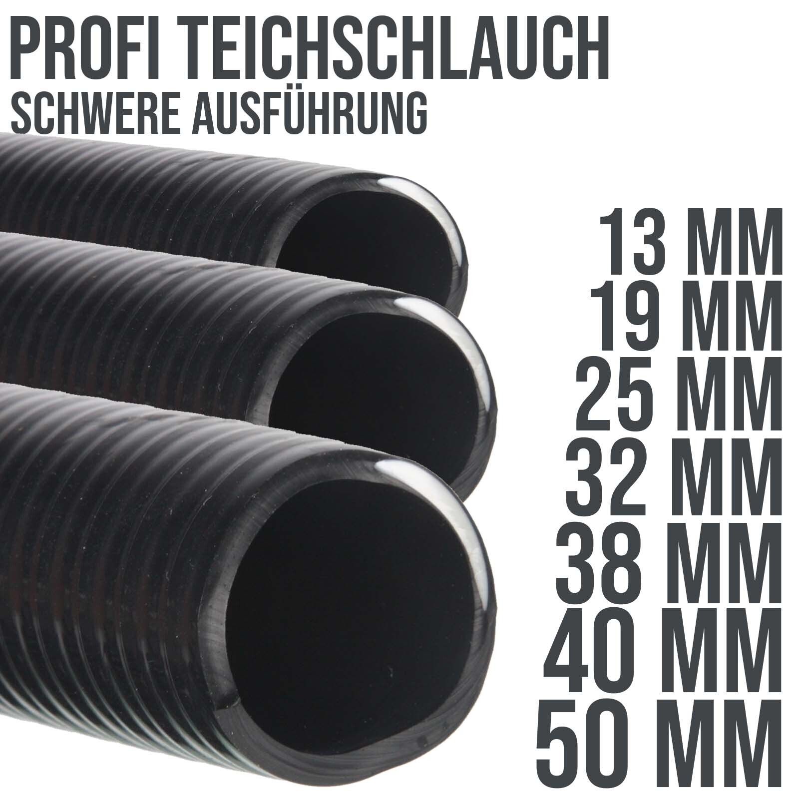 PROFI Teich Garten Zulauf Ablauf Spiral Saug Schlauch Schmutzwasser