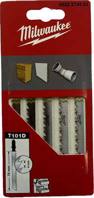 5 Milwaukee Stichsägeblätter 75mm 75 x 4 mm, T101D T 101 D Holz PVC # 4932274351