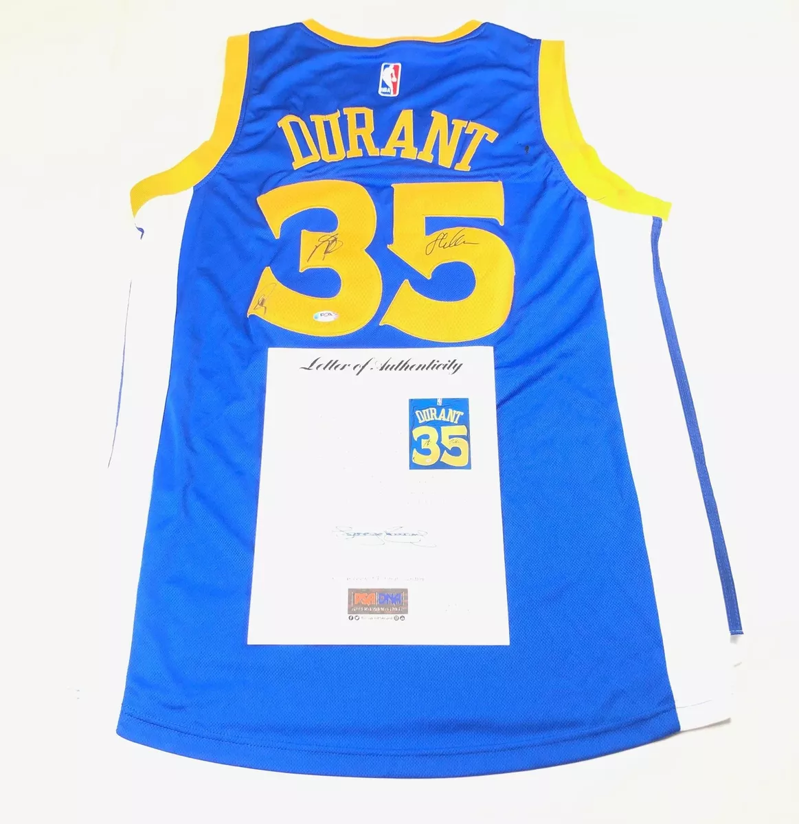 Stephen Curry Kevin Durant Steve Kerr signed jersey PSA/DNA