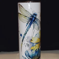 20 oz Dragonflies water color design