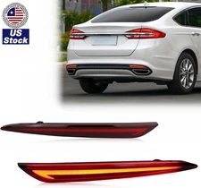 LED Rear Bumper Reflector Brake Lights w/Turn Red For Ford Fusion Mondeo 2013-18