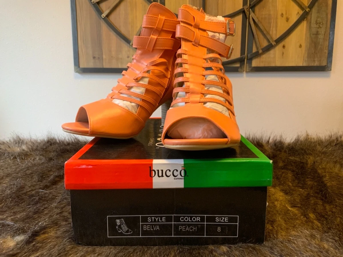 Bucco Belva Gladiator Style Sandal Heel Peach Women s size 8