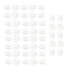 White Plastic 4.7mm Dia Double Holes Spring Loaded Rope Cord Lock Fastener x 50