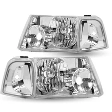 For 2001-2011 Ford Ranger[Chrome/Clear]4PC Clear Corner Headlights Headlamps L+R