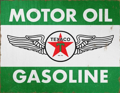 Plaque émaillée TEXACO Diamètre 30cm – Décoration Garage, Style Vintage